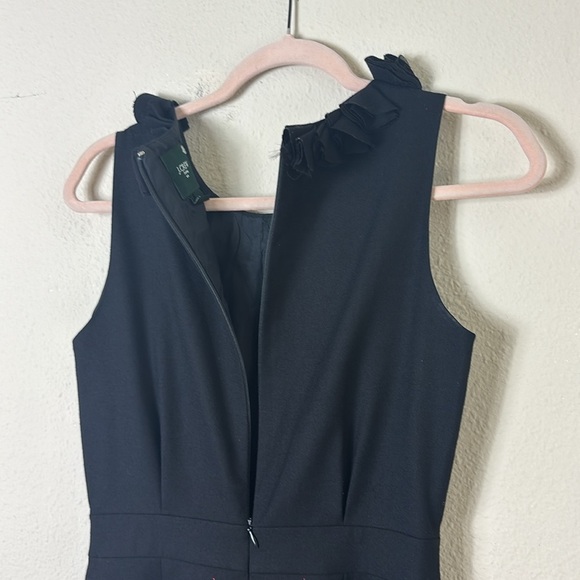 J. Crew Suiting Black Sheath Dress Ruffle Neck Wool Blend size 0 - Picture 5 of 12